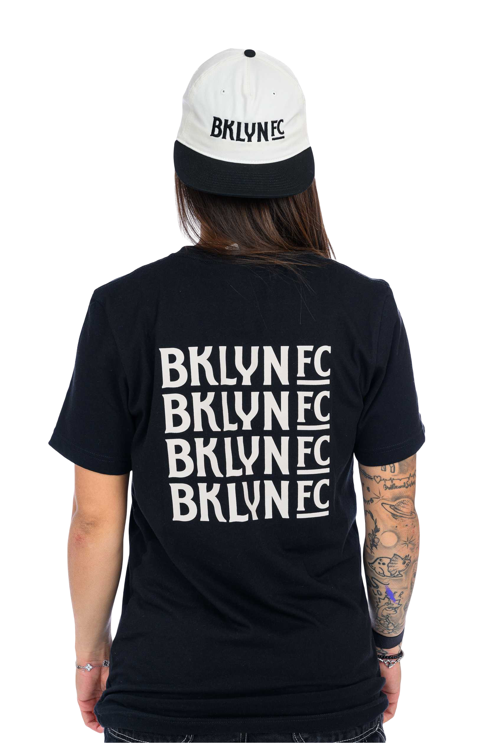 Brooklyn FC Wordmark Hat in two-toned black and white, featuring the iconic Brooklyn FC logo and an adjustable strap for a comfortable fit.
