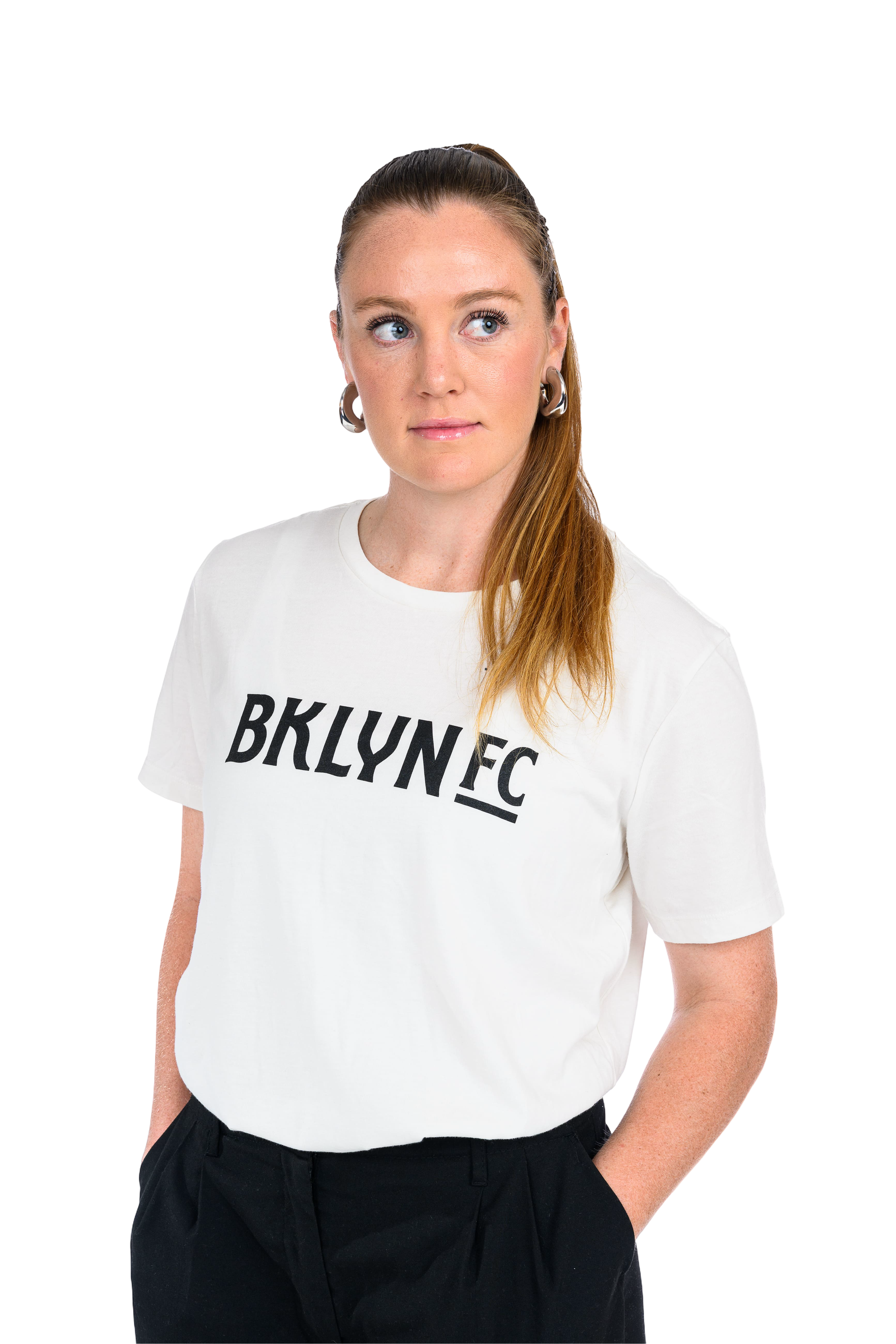 Brooklyn FC Women's Wordmark T-Shirt in vintage white, featuring the bold Brooklyn FC logo and a comfortable, flattering fit.