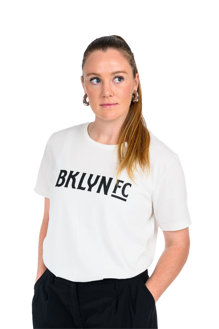 Brooklyn FC Women's Wordmark T-Shirt in vintage white, featuring the bold Brooklyn FC logo and a comfortable, flattering fit.
