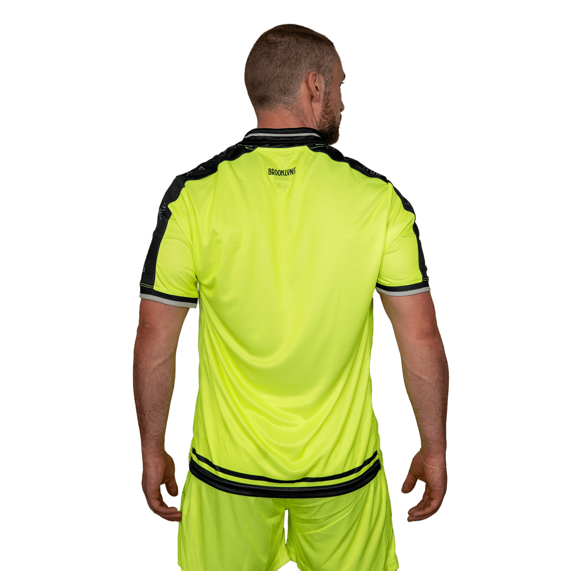 Brooklyn FC Men's Away Goalkeeper Sponsor Jersey with official crest, sponsor branding, and breathable, moisture-wicking fabric for optimal performance. Back View.