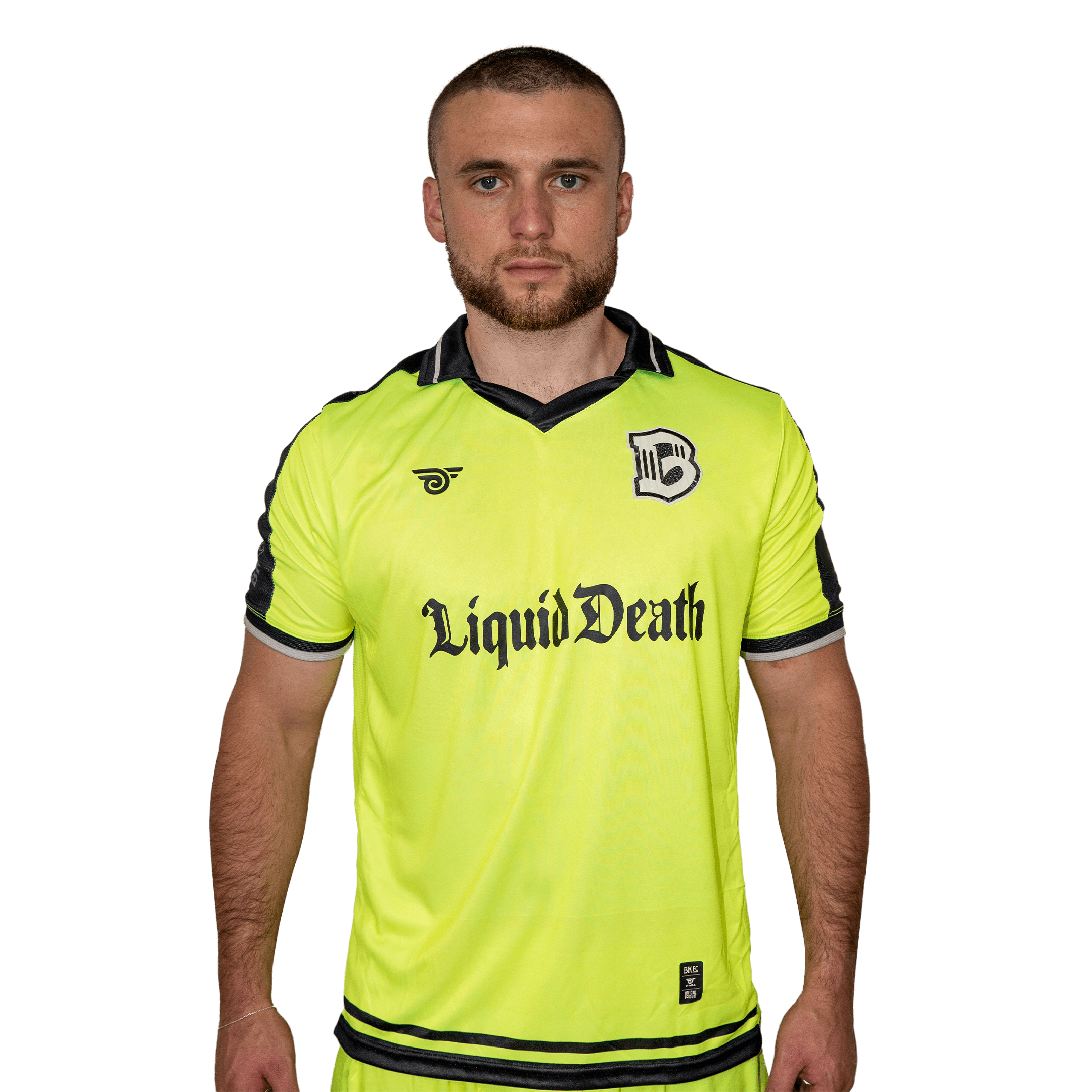 Brooklyn FC Men's Away Goalkeeper Sponsor Jersey with official crest, sponsor branding, and breathable, moisture-wicking fabric for optimal performance. Front View 2.