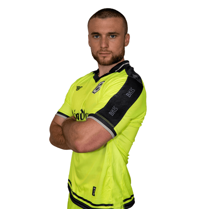 Brooklyn FC Men's Away Goalkeeper Sponsor Jersey with official crest, sponsor branding, and breathable, moisture-wicking fabric for optimal performance. Side View.