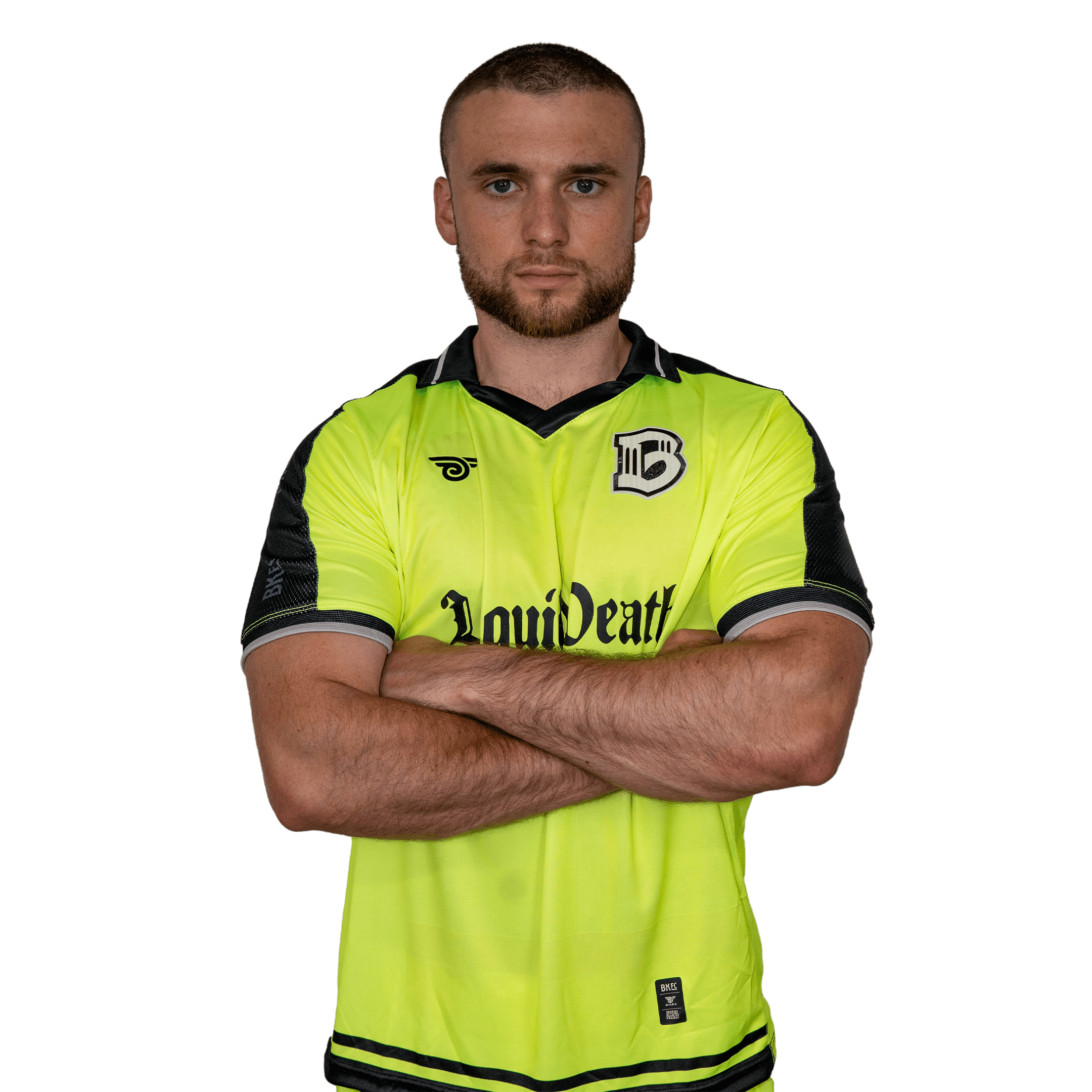 Brooklyn FC Men's Away Goalkeeper Sponsor Jersey with official crest, sponsor branding, and breathable, moisture-wicking fabric for optimal performance. Front View.
