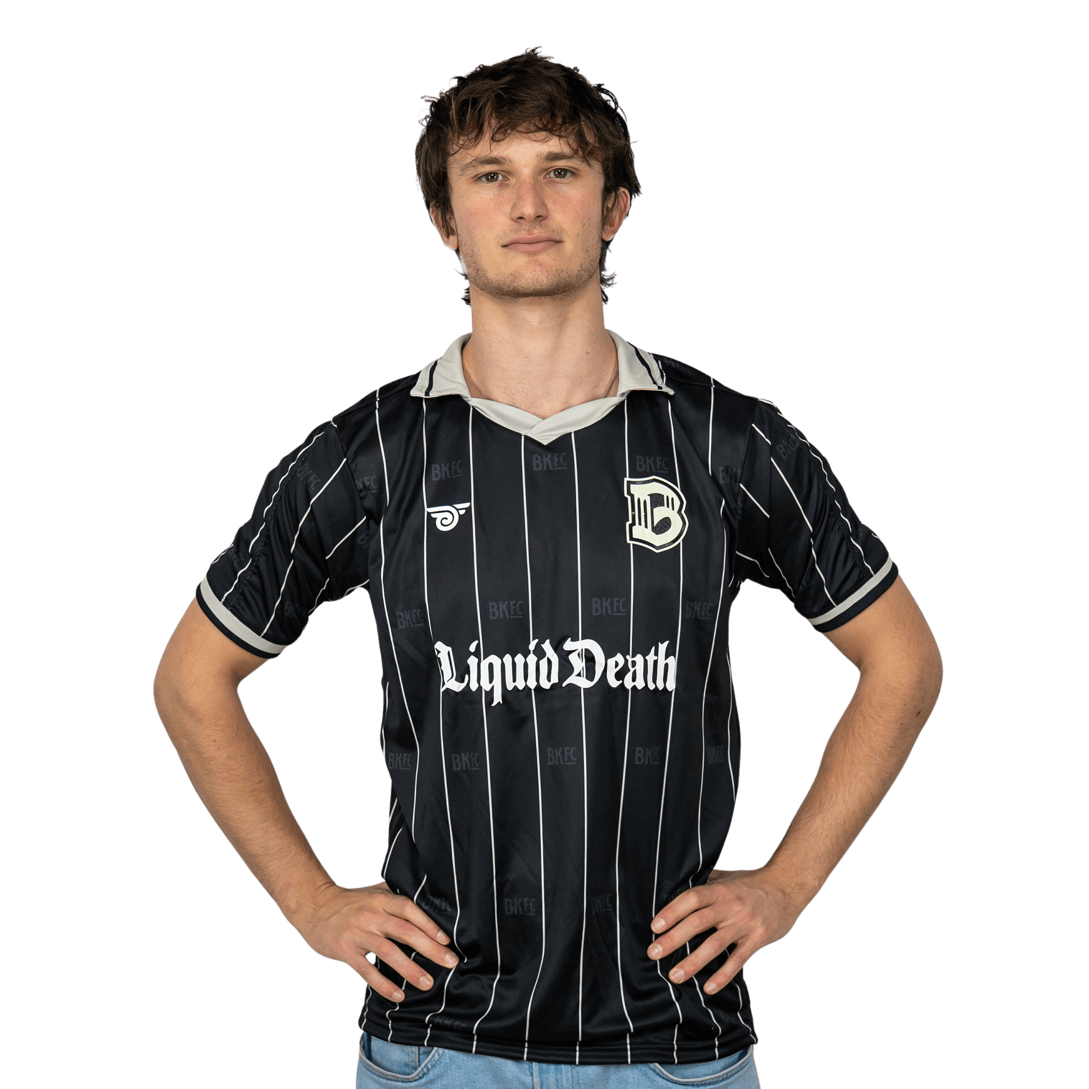 Shop the Brooklyn FC Home Jersey for men. Featuring breathable, moisture-wicking fabric, official team crest, and sponsor branding for authentic match-day style. Front View 3.