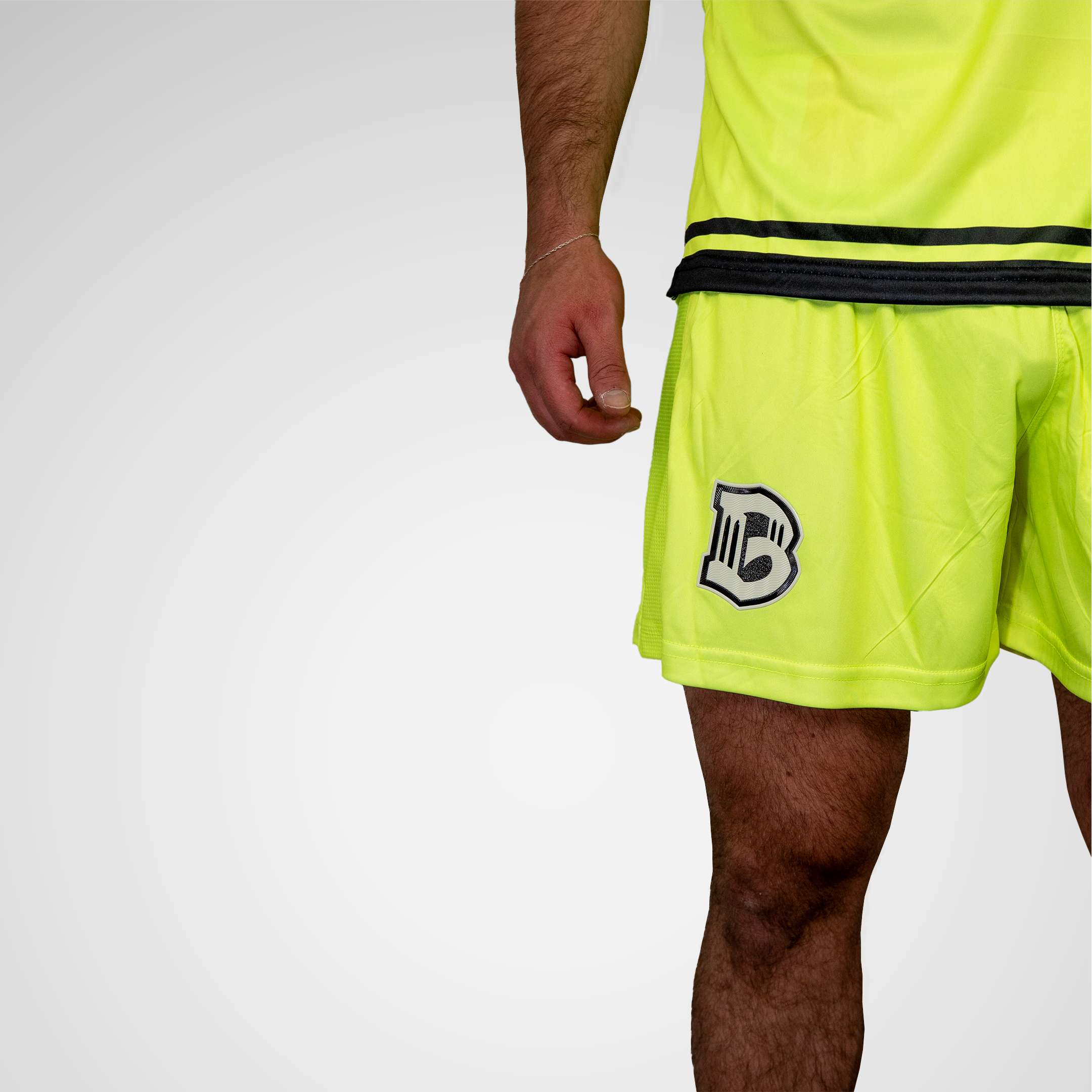 Brooklyn FC Men's Goalkeeper Away Shorts – Neon Yellow Soccer Shorts with Black Trim and Embroidered Team Logo - Image 1