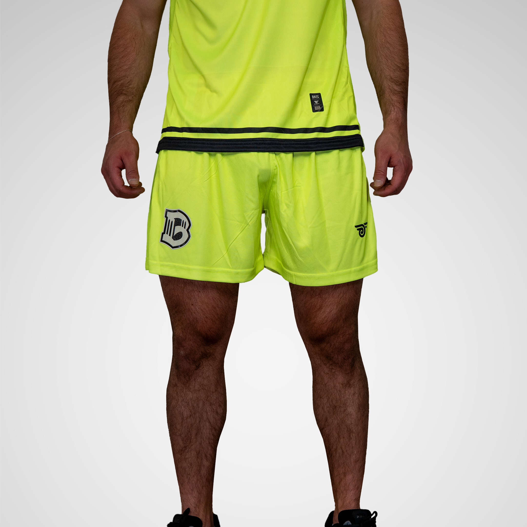 Brooklyn FC Men's Goalkeeper Away Shorts – Neon Yellow Soccer Shorts with Black Trim and Embroidered Team Logo - Image 2