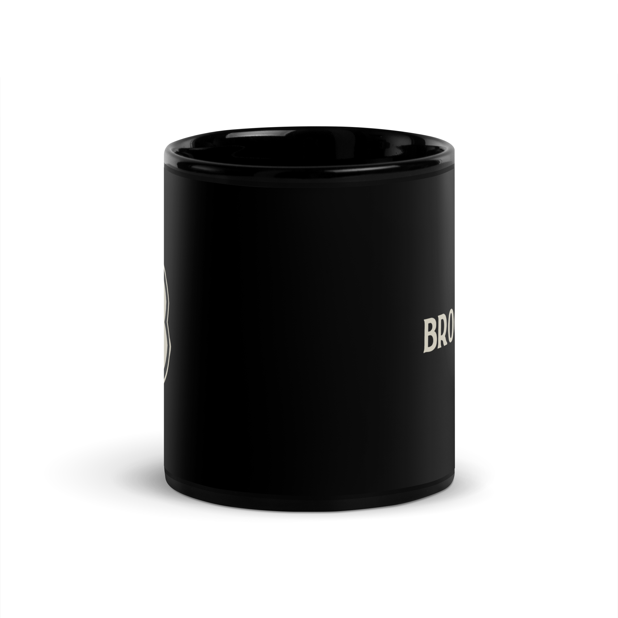 Black ceramic Brooklyn FC coffee mug with official wordmark in bold white lettering.