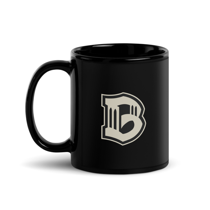 Black ceramic Brooklyn FC coffee mug with official wordmark in bold white lettering.