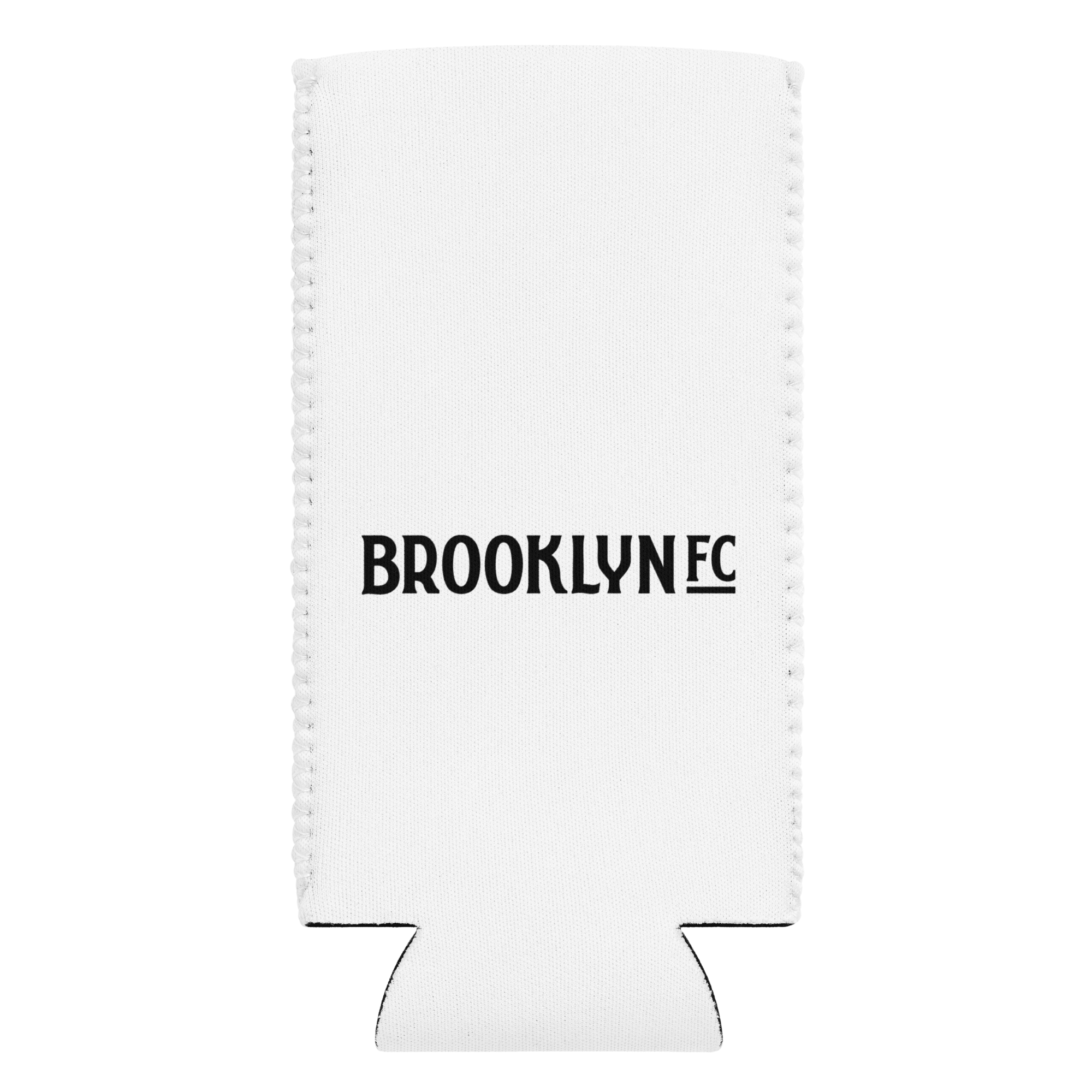 Brooklyn FC Logo Can Koozie - slim version - with white neoprene and bold club logo on back.