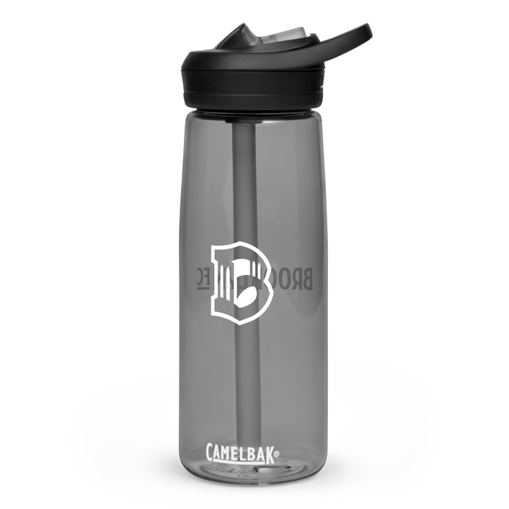 Brooklyn FC CamelBak sports water bottle in black with bold white crest and spill-proof lid.