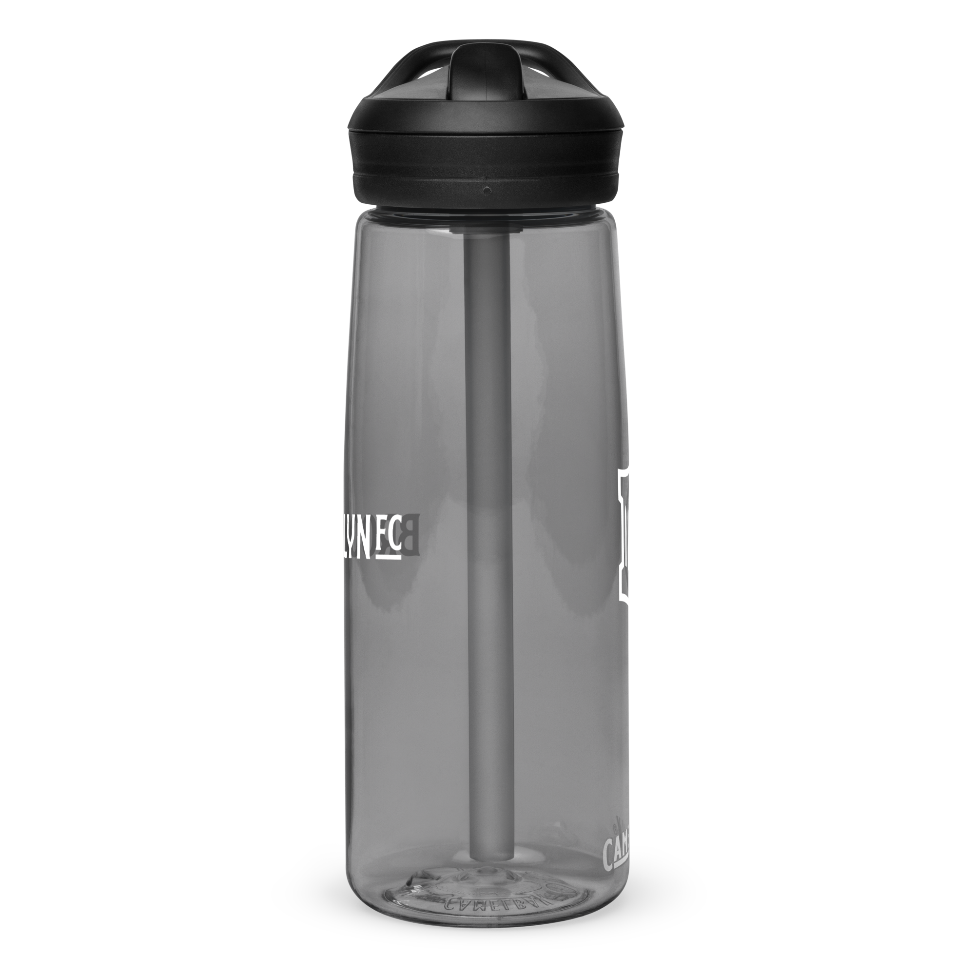 Brooklyn FC CamelBak sports water bottle in black with bold white crest and spill-proof lid.